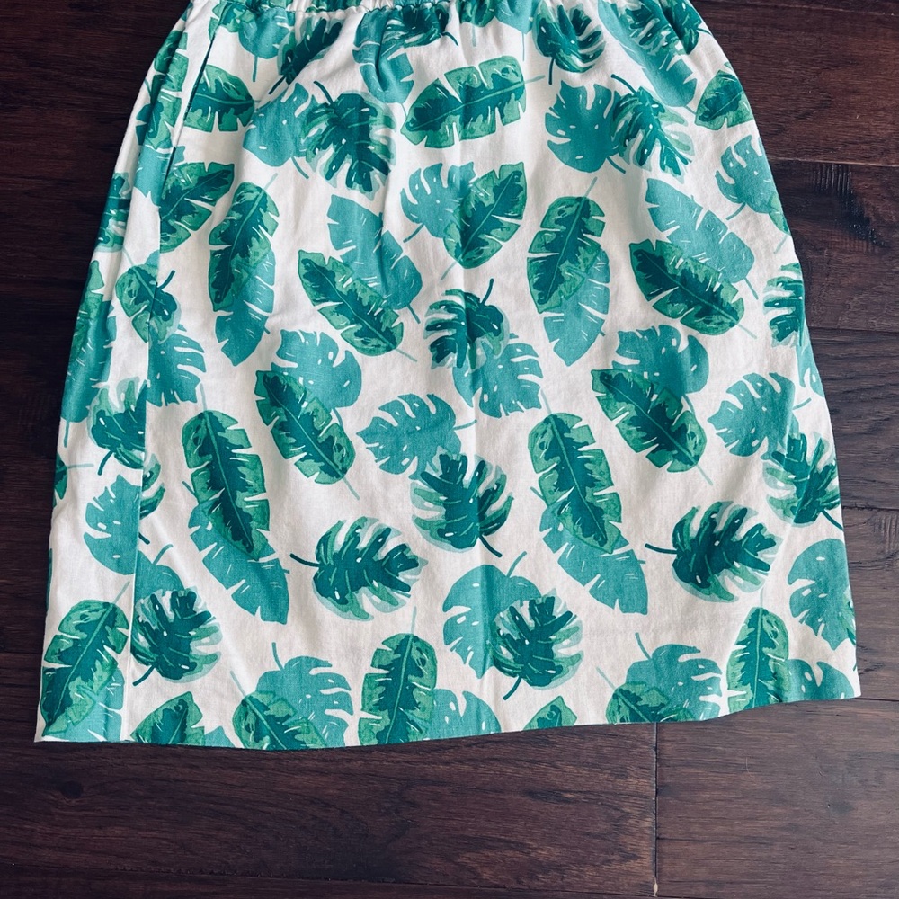 J. Crew Green Leaf Print A-Line Skirt